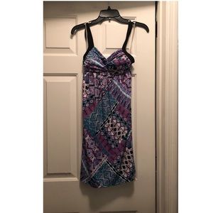COPY - Size small purple green geometric print halter dress
